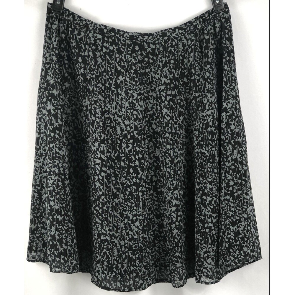 Vintage A-Line Flare Skirt 1X Blk/Gray Geo Floral 38"W Career Fairy Whimsigoth